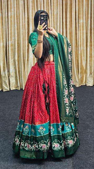 Ekta bandhni Tussar Silk lehenga wholesale market in varanasi
