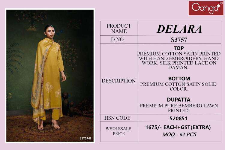 Ganga delara 3757 Indian dress materials