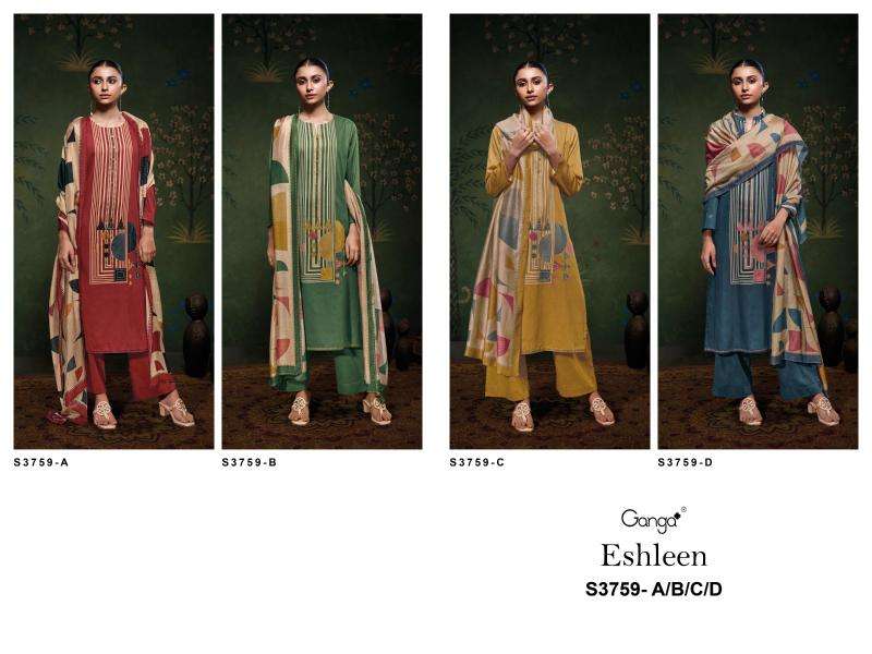Ganga eshleen 3759 Designer dress material wholesale