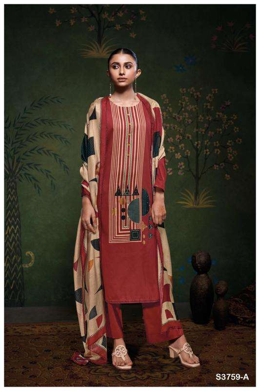 Ganga eshleen 3759 Designer dress material wholesale