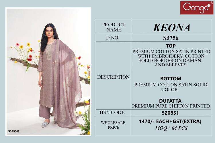 Ganga keona 3756 Wholesale dress materials suppliers