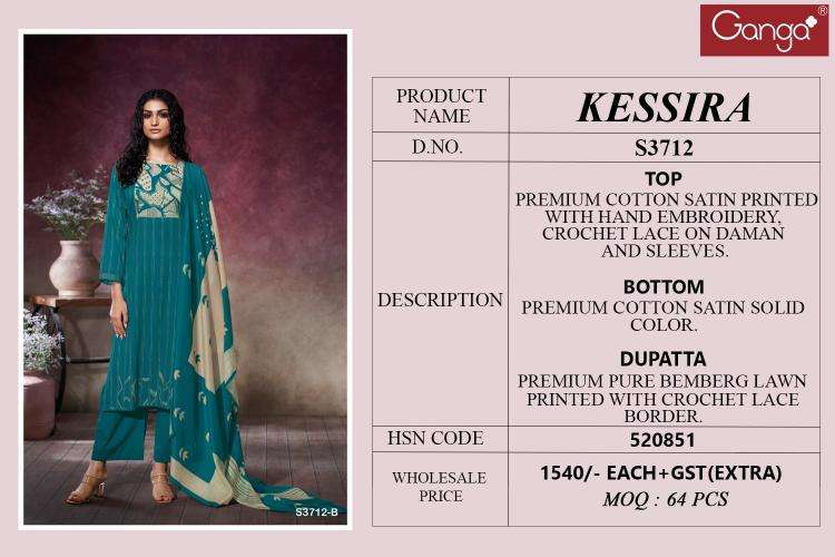 Ganga kessira 3712 Dress material wholesalers in Delhi