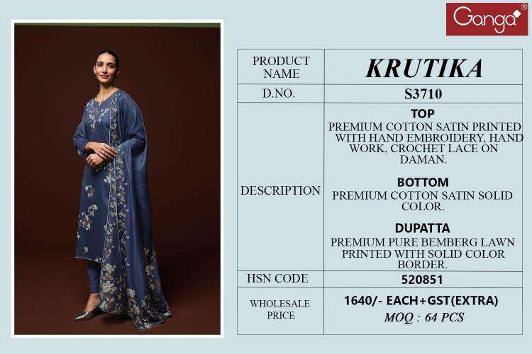 Ganga krutika 3710 Designer dress materials wholesale