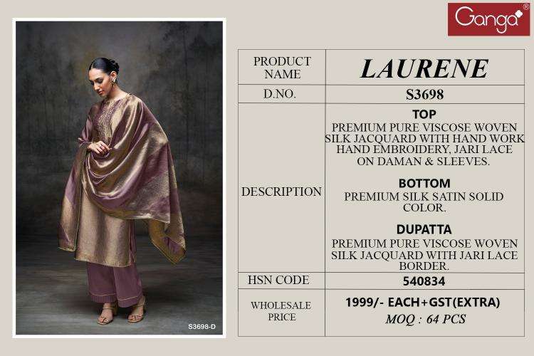 Ganga laurene 3698 holesale dress materials for boutique in Mumbai