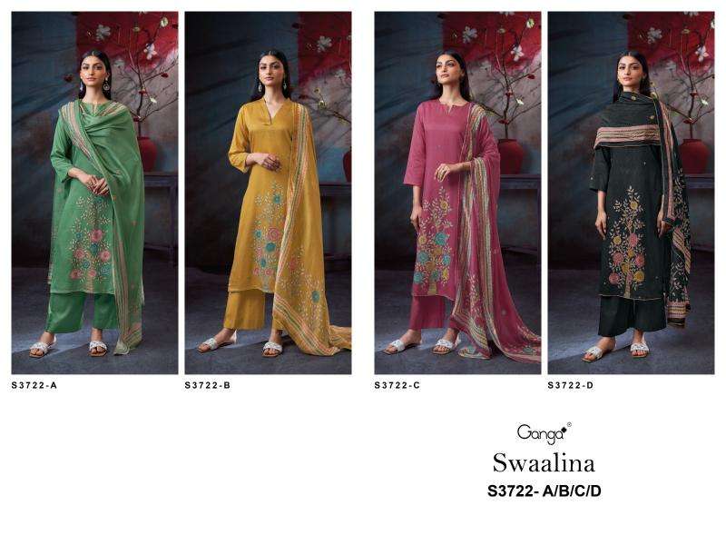 Ganga swaalina 3722 Wholesale dress materials suppliers