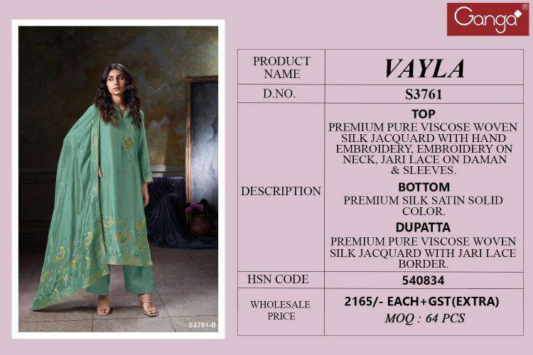 Ganga vayla 3761 Wholesale dress material market in India