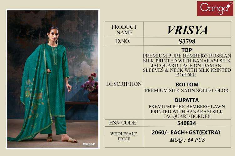 Ganga vrisya 3798 Designer dress materials
