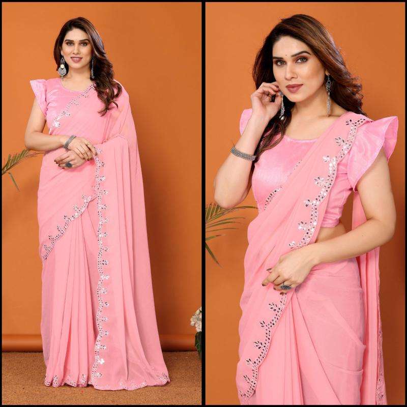 GC bright georgette with mirror work Ahmedabad wholesale Saree market