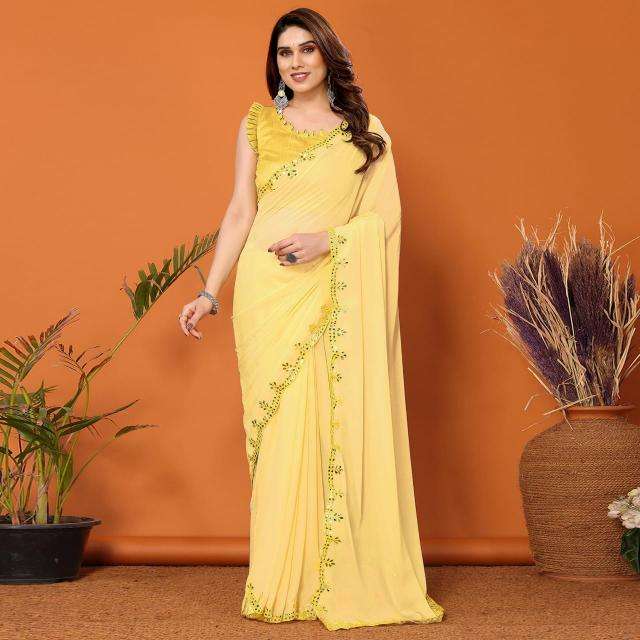 GC bright georgette with mirror work Ahmedabad wholesale Saree market