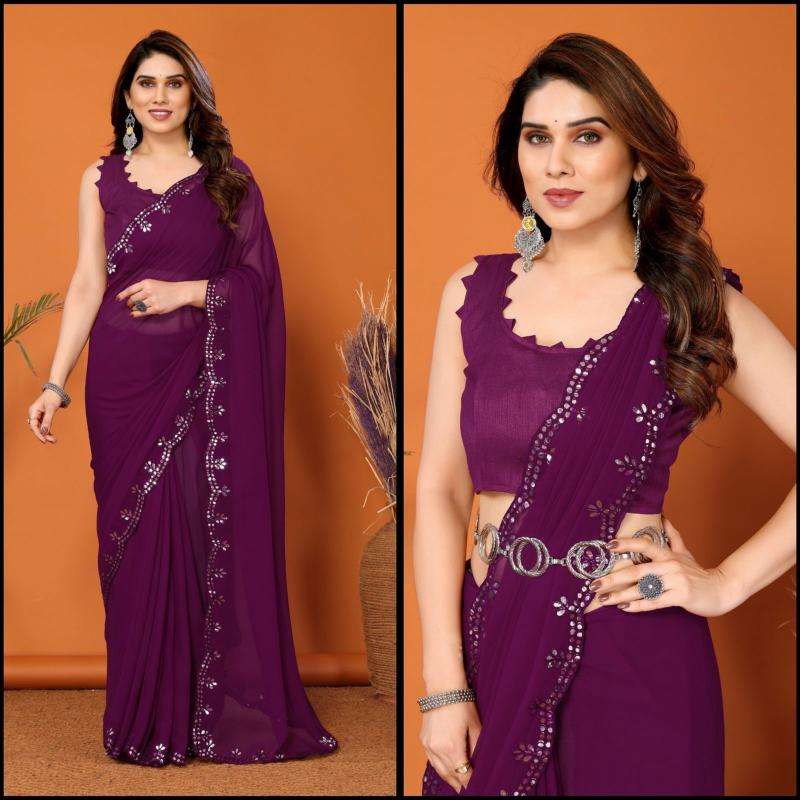 GC bright georgette with mirror work Ahmedabad wholesale Saree market