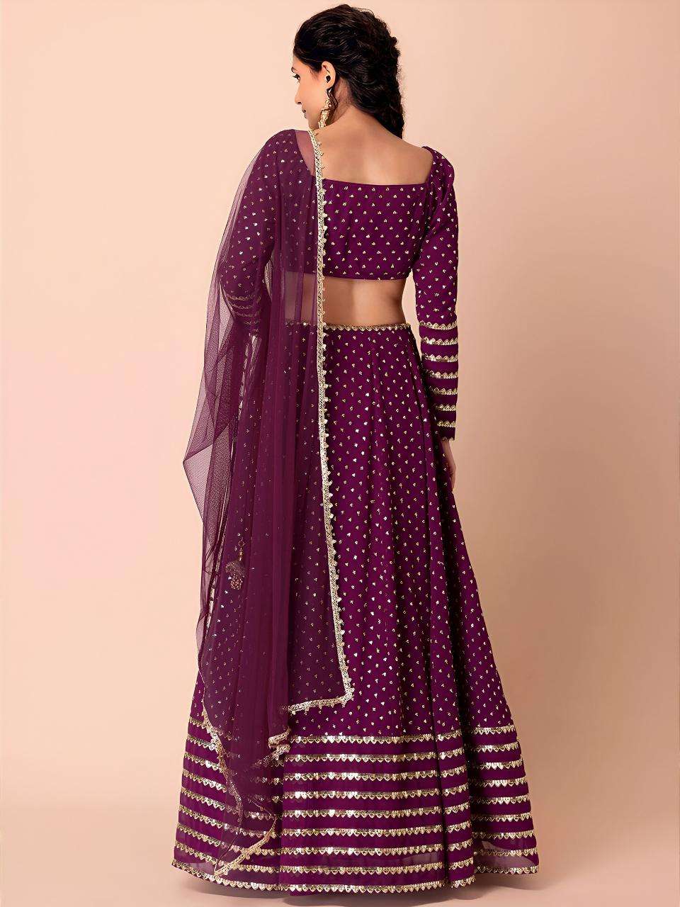 Glamourous Heavy Georgette Wine Surat lehenga choli wholesale market