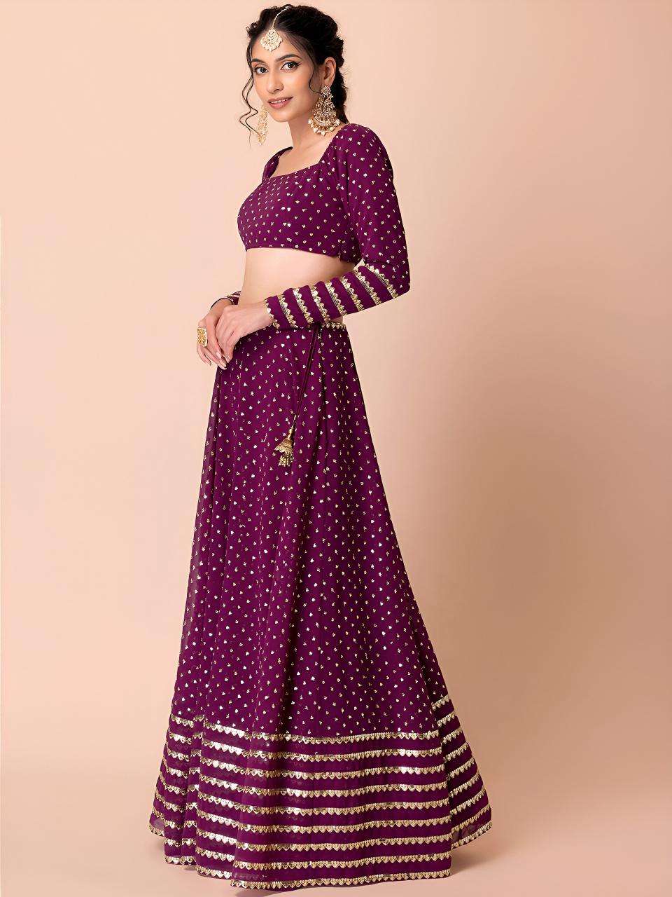 Glamourous Heavy Georgette Wine Surat lehenga choli wholesale market