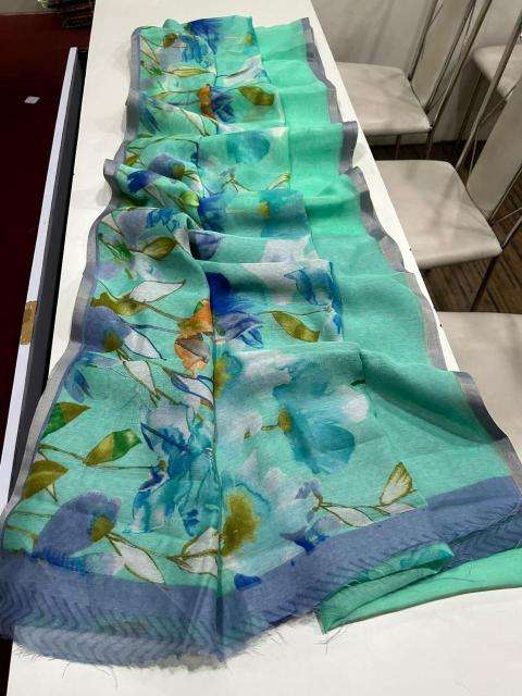 Handloom linen floral digital print Saree wholesale market