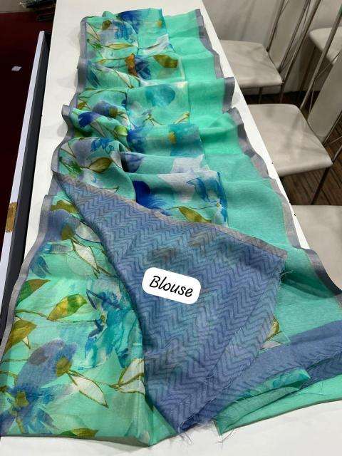 Handloom linen floral digital print Saree wholesale market
