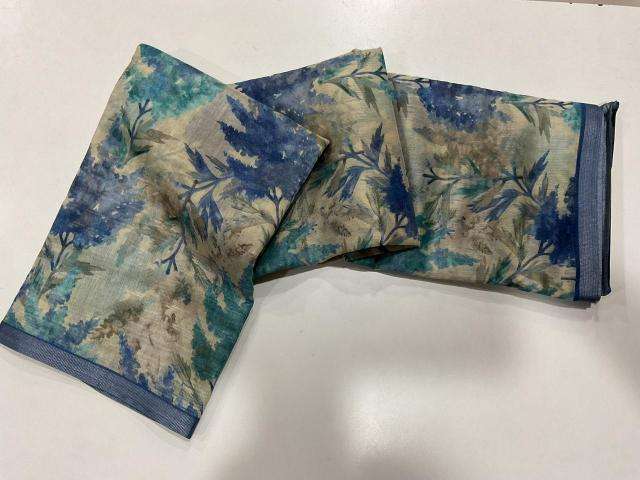Handloom linen with floral digital print Bulk Saree wholesale prices