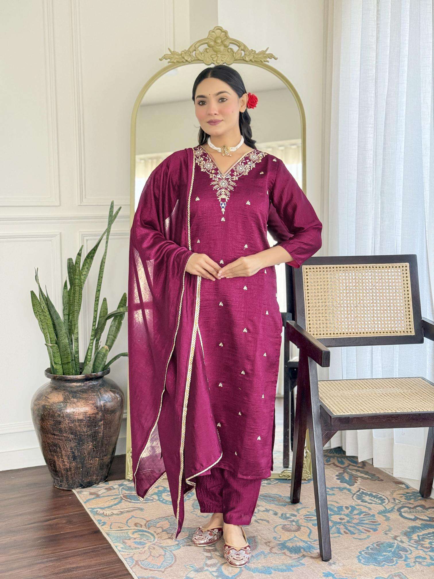 Jasmine cp vichitra v neck online indian kurti shopping