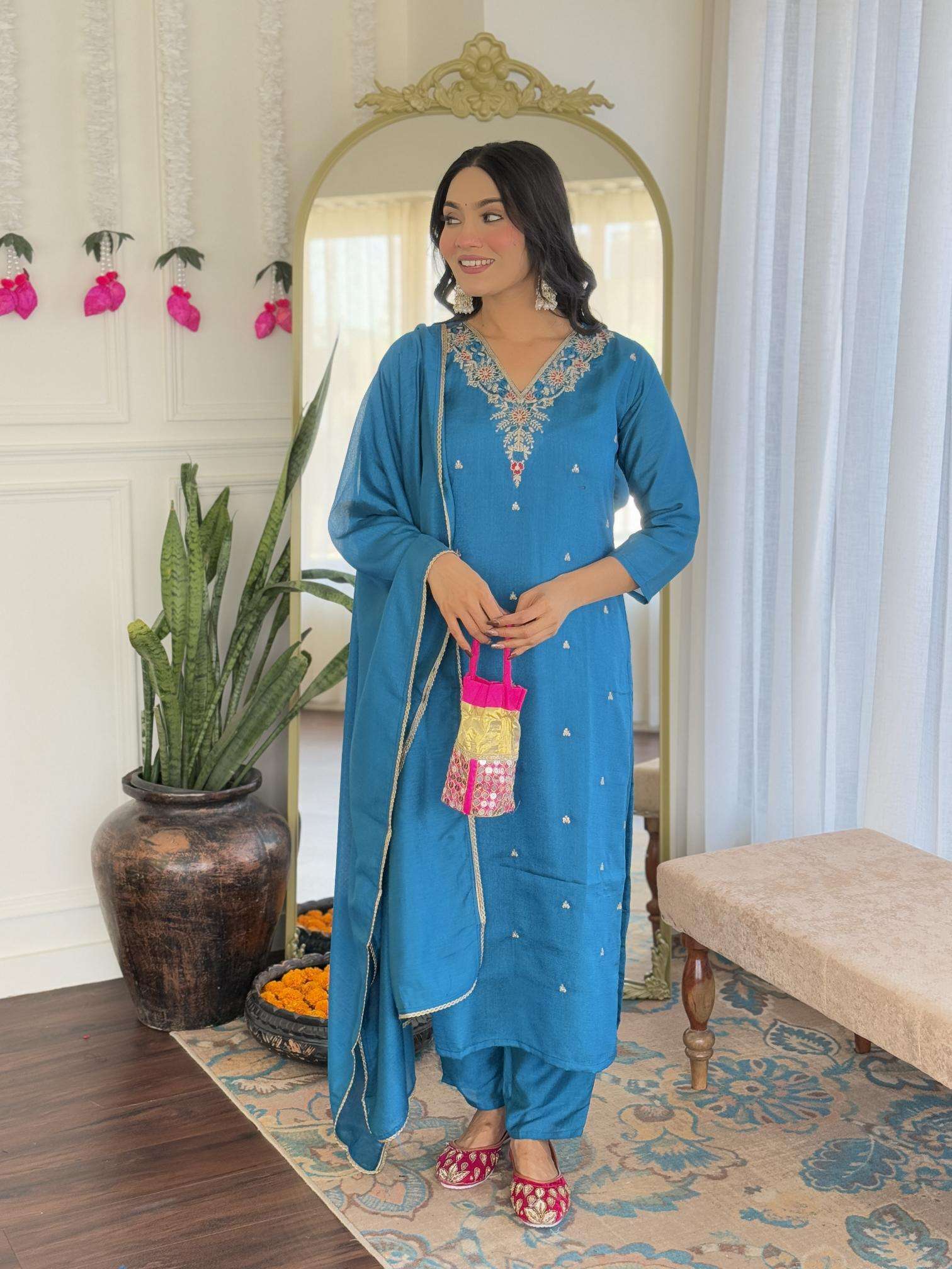 Jasmine cp vichitra v neck online indian kurti shopping