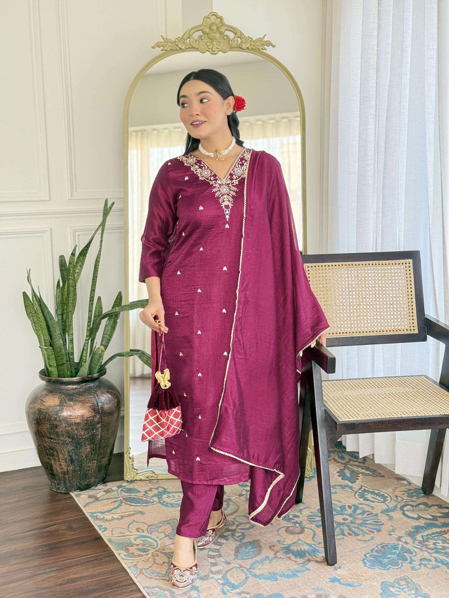 Jasmine cp vichitra v neck online indian kurti shopping