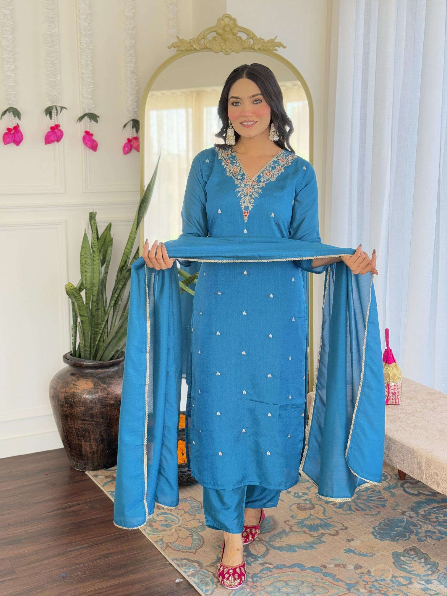 Jasmine cp vichitra v neck online indian kurti shopping