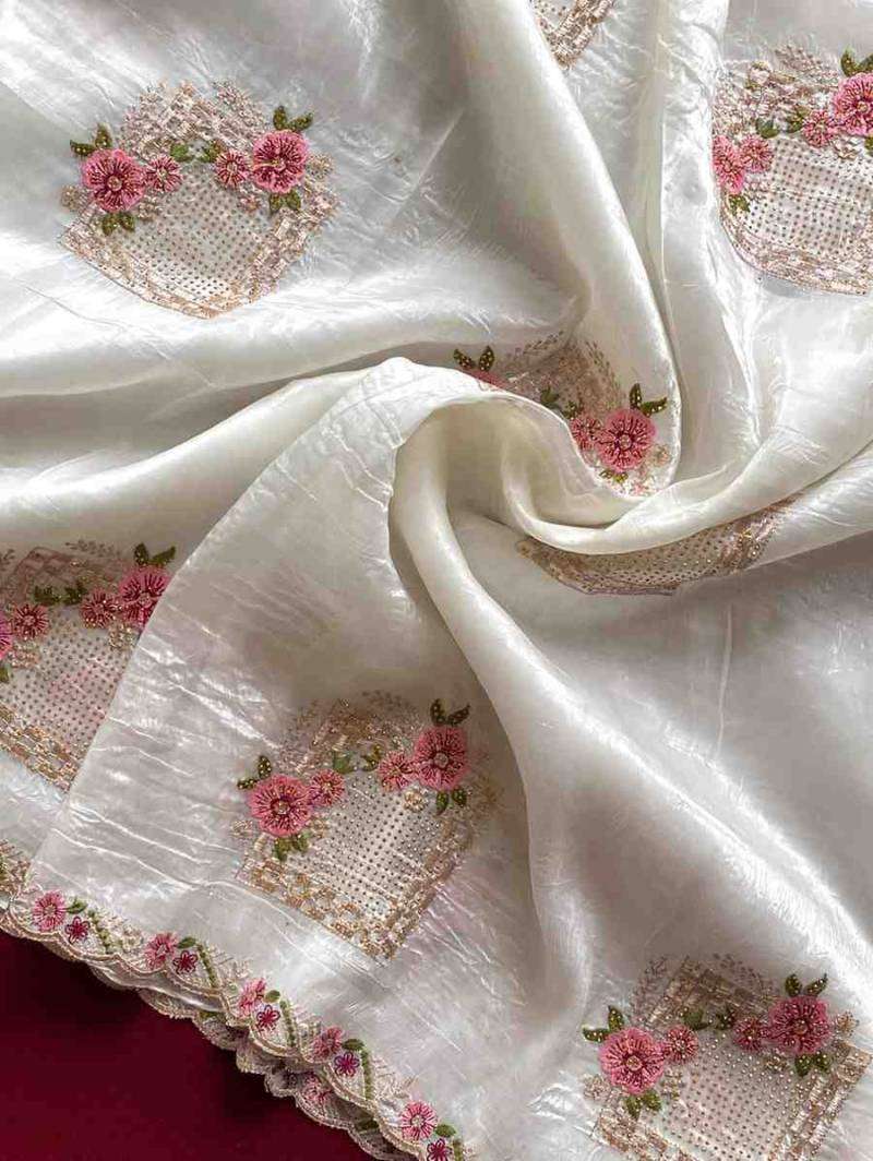 Kc 4023 Floral Embroidered Silk Designer saree wholesalers in Ahmedabad
