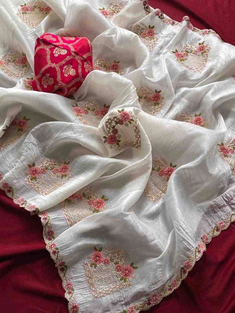 Kc 4023 Floral Embroidered Silk Designer saree wholesalers in Ahmedabad