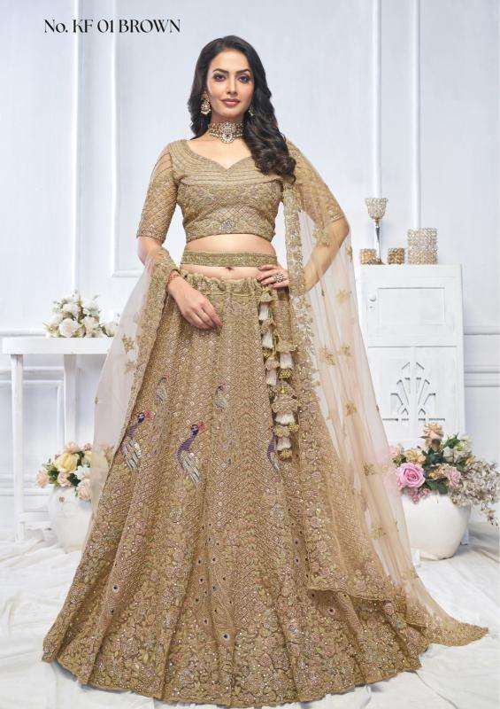 KF-01 Peach Soft net Latest lehenga choli designs in Surat