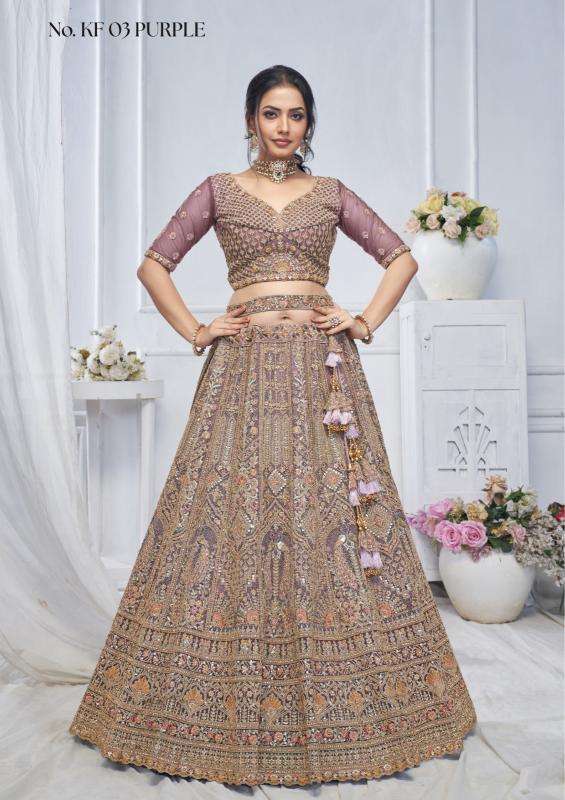 KF-03 Purple Soft net Party wear lehenga choli suppliers