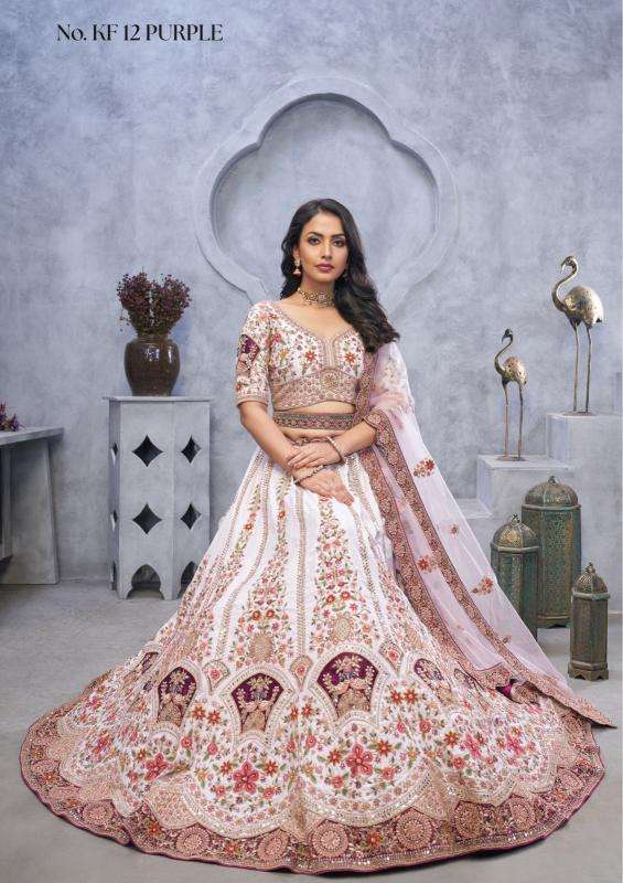 KF-12 Banarasi silk Purple Indian lehenga choli online