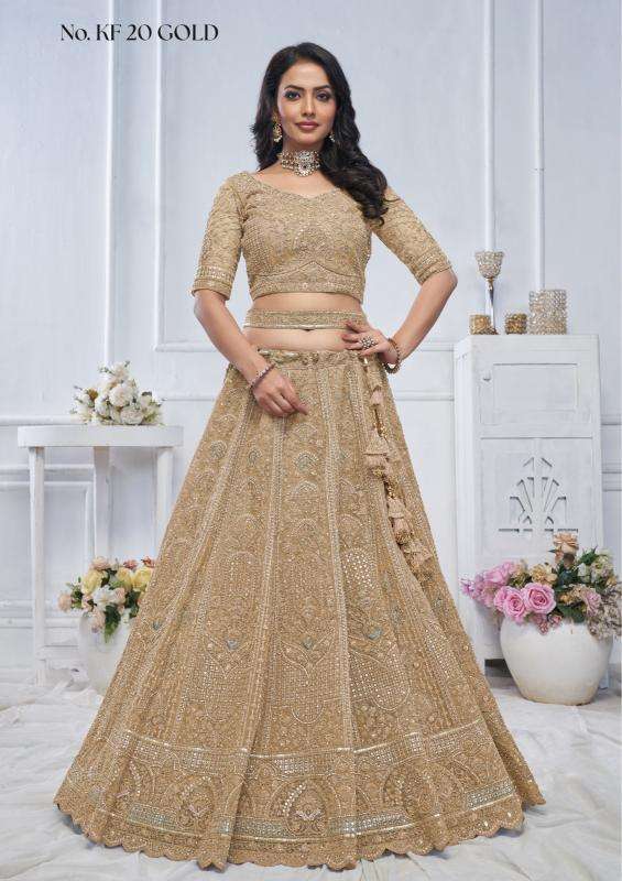 KF-20 Soft net Gold Bridal lehenga choli wholesale market in Ahmedabad