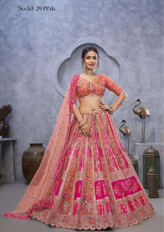 KF-29 Banarasi silk Pink Traditional lehenga choli