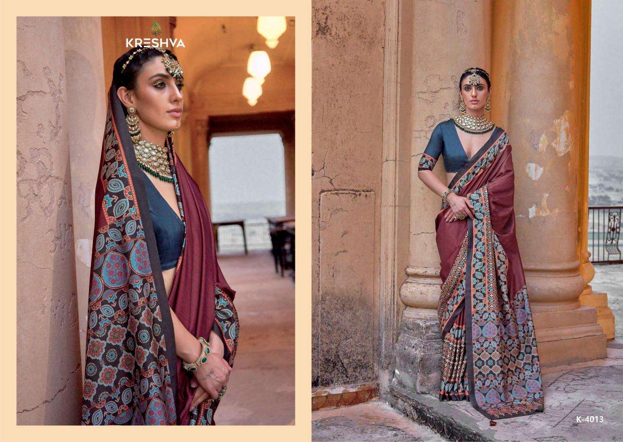 Kreshva mantraa new P.V.silk Designer saree wholesale supplier