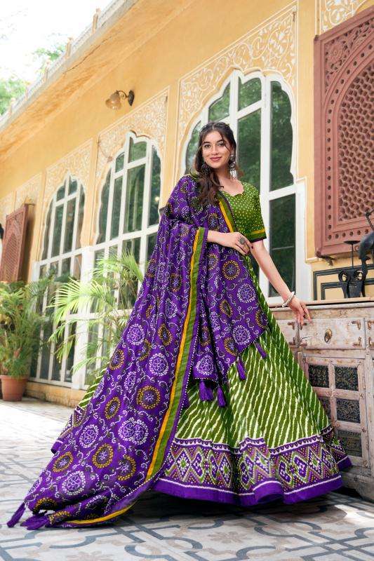 Leheriya Tussar Silk Traditional lehenga choli online
