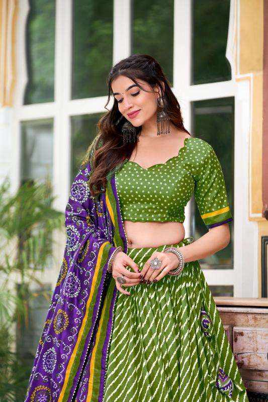 Leheriya Tussar Silk Traditional lehenga choli online