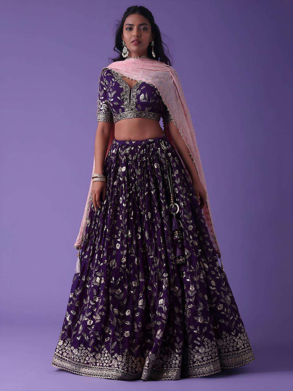 Luxurious Deep Heavy Georgette Purple Online lehenga choli shopping
