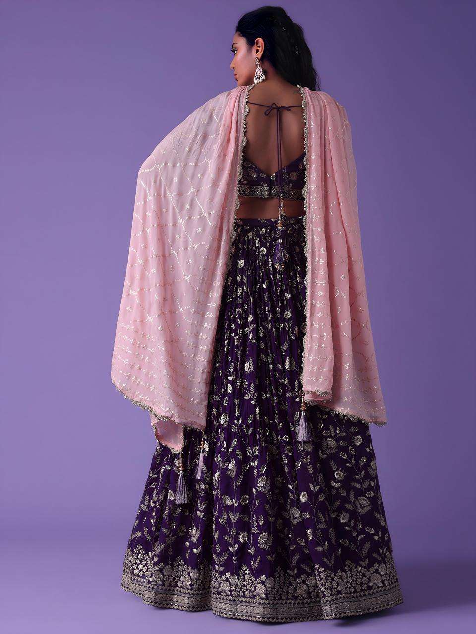 Luxurious Deep Heavy Georgette Purple Online lehenga choli shopping