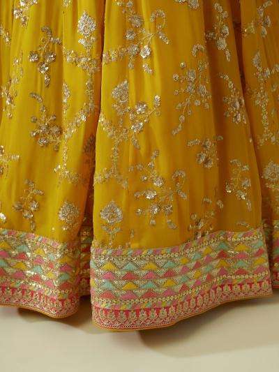 Luxurious Deep Heavy Georgette Yellow Designer lehenga choli online