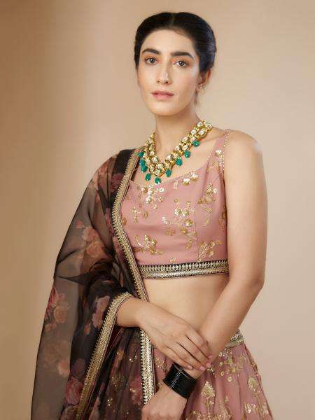 Luxurious Dusty Heavy Georgette Pink Designer lehenga choli wholesalers in Ahmedabad