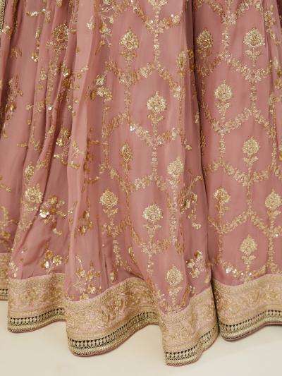 Luxurious Dusty Heavy Georgette Pink Designer lehenga choli wholesalers in Ahmedabad