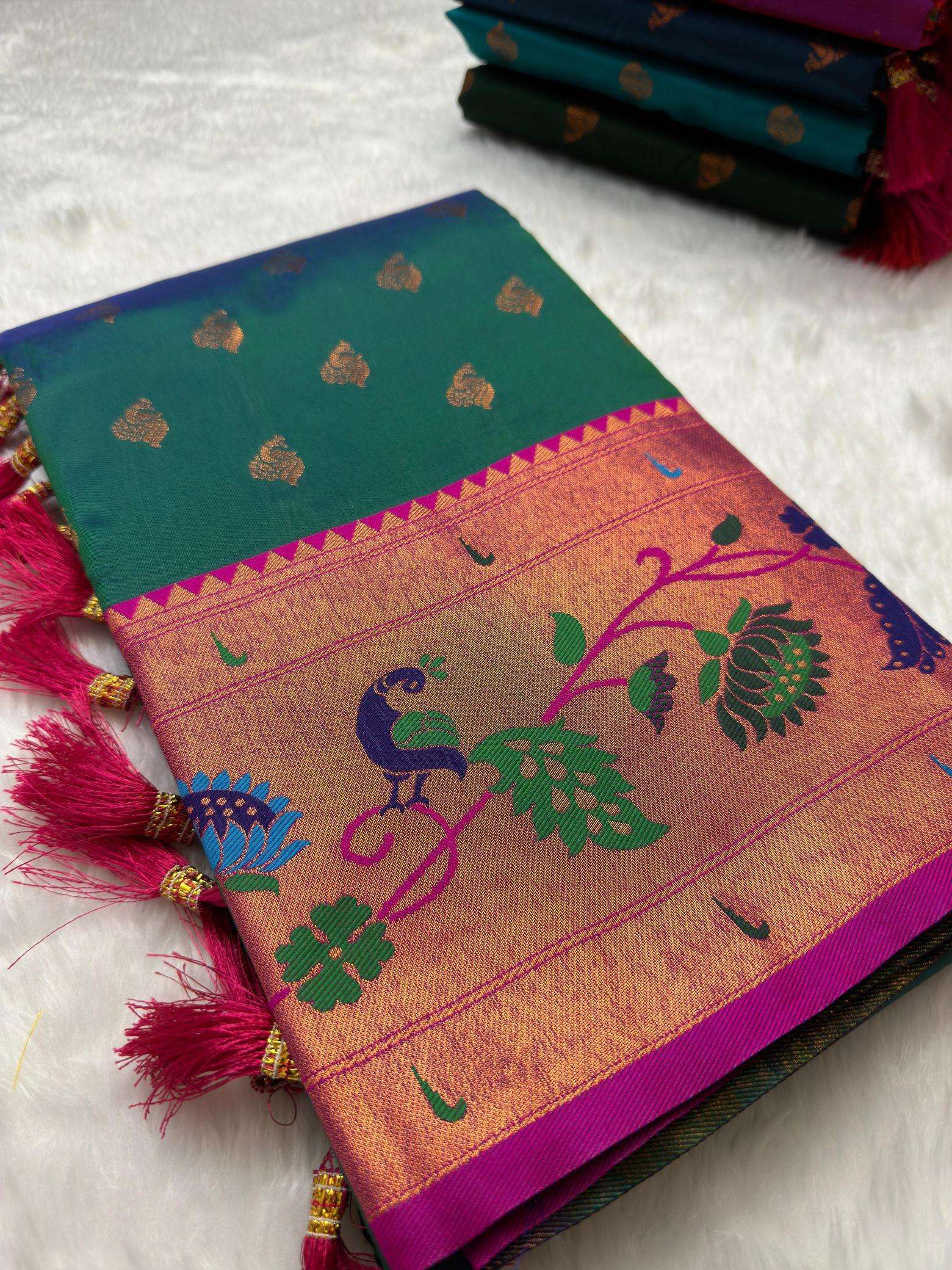 Marigold paithani soft silk Wholesale saree suppliers in Ahmedabad