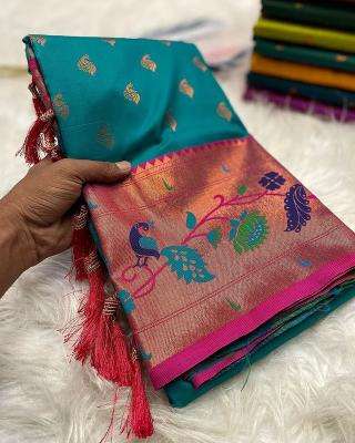Marigold paithani soft silk Wholesale saree suppliers in Ahmedabad