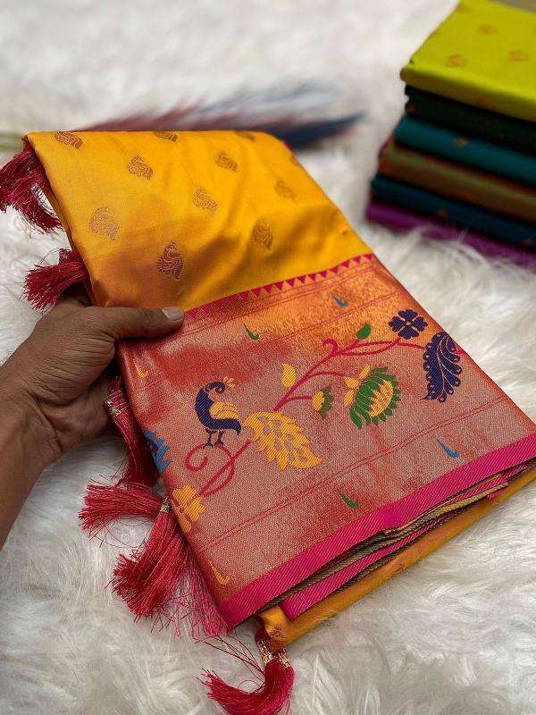 Marigold paithani soft silk Wholesale saree suppliers in Ahmedabad