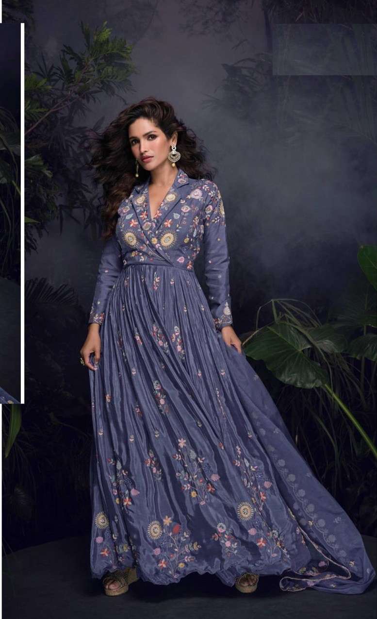 Mrunal Hit 5742 And 5743 Designer Chinon Gown Kurti fabric wholesalers