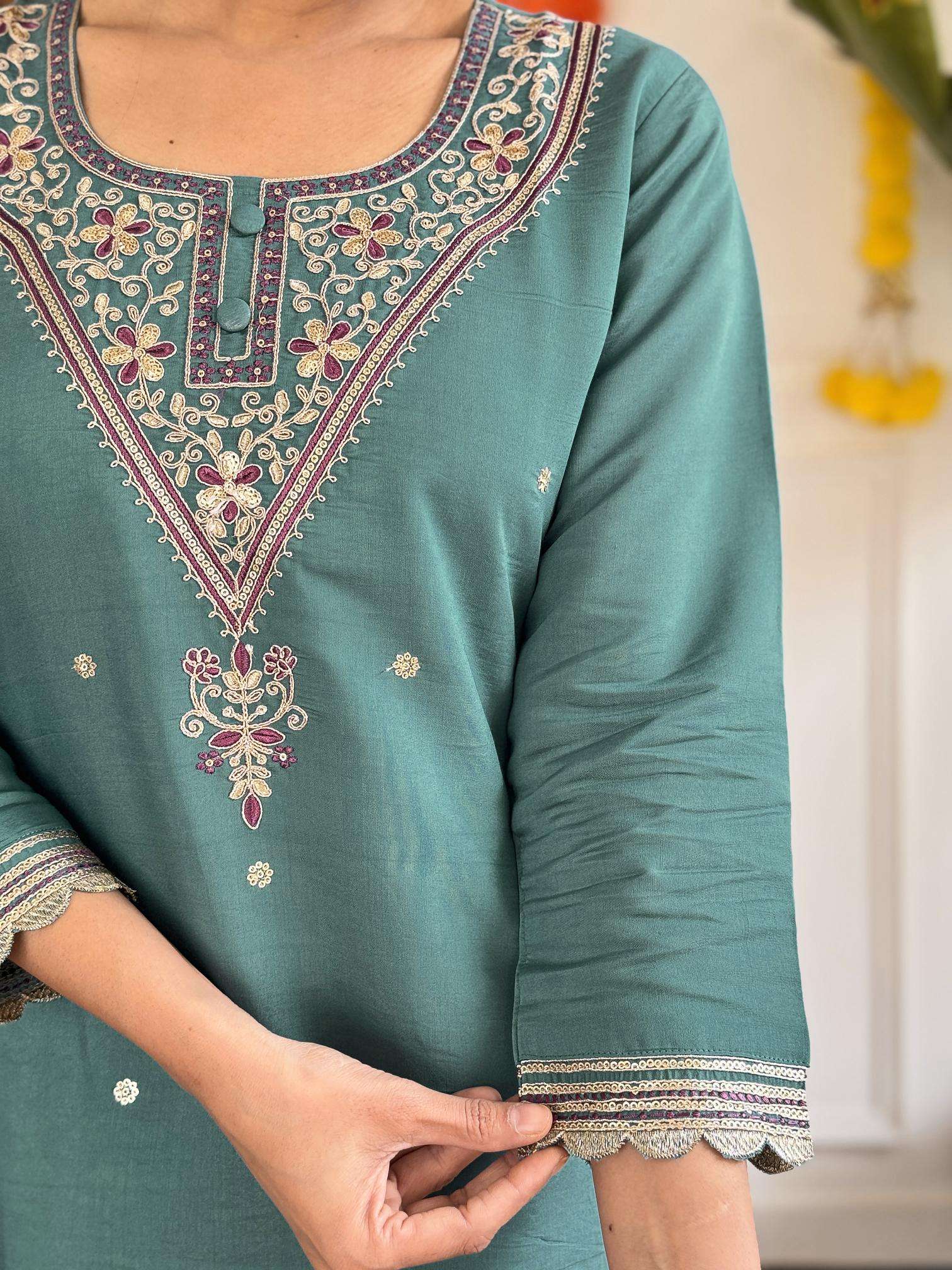 Namrata viscose chanderi straight indian stylish kurti