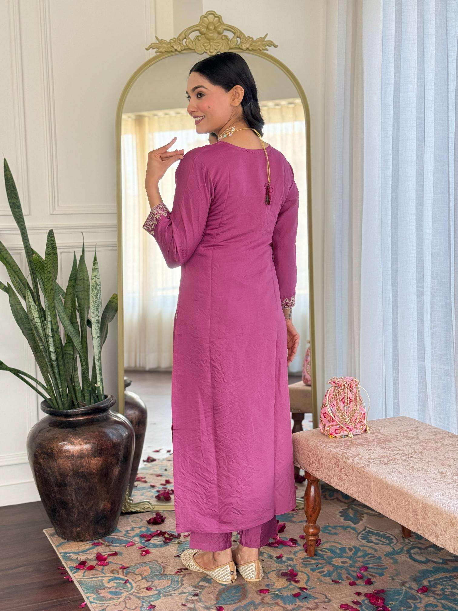 Nirvana viscose chanderi straight partywear kurti indian online