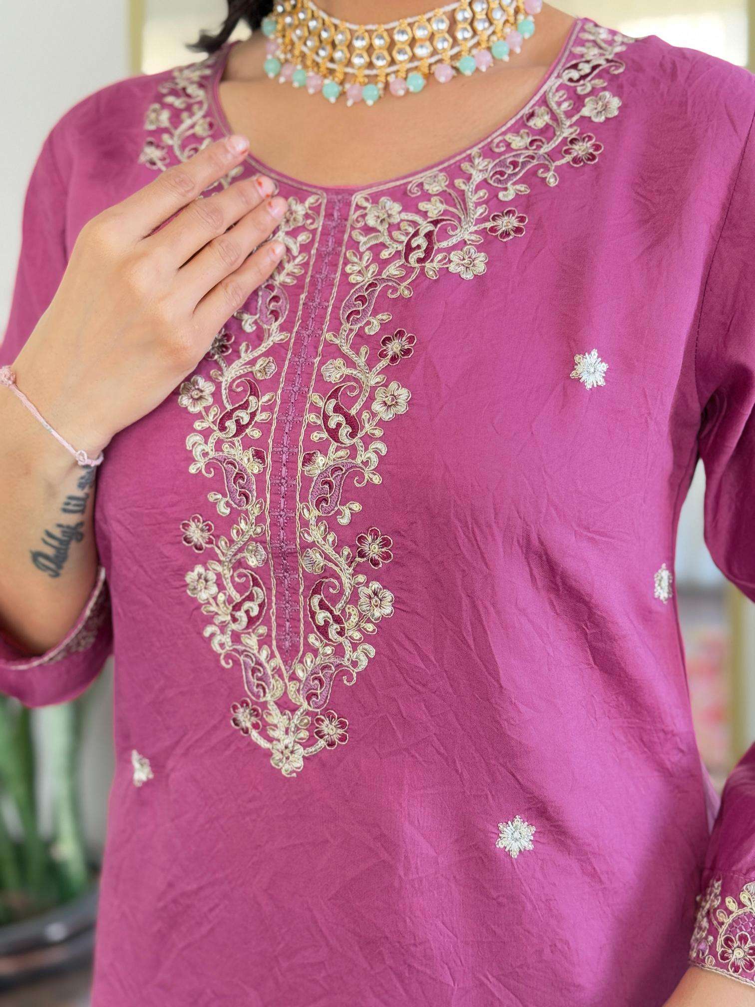 Nirvana viscose chanderi straight partywear kurti indian online