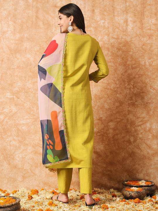 NK 440 lemon yellow reyon indian designer kurtis