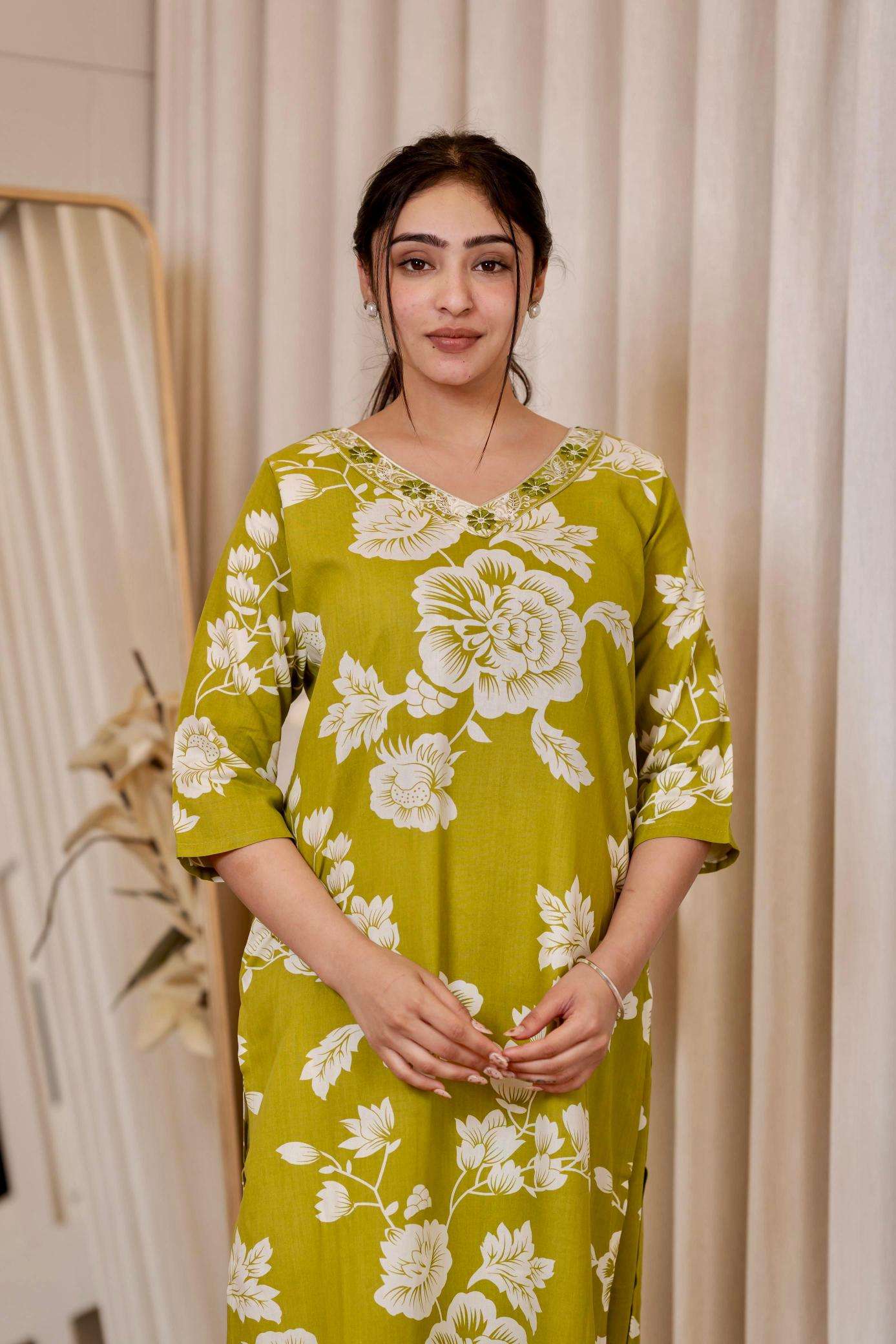 Pirohi kanchi rayon prints v neck cooord set indian kurtis dress