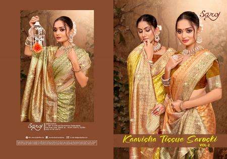 Saroj kavisha tissue sarovski 2 Designer sarees wholesale in India