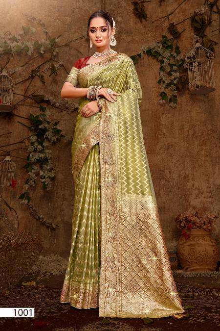 Saroj kavisha tissue sarovski 2 Designer sarees wholesale in India