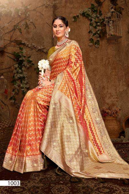 Saroj kavisha tissue sarovski 2 Designer sarees wholesale in India